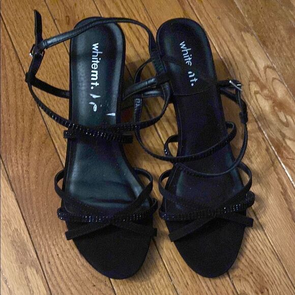 White Mountain Black Heeled Sandals with Strappy Design - Picture 1 of 3